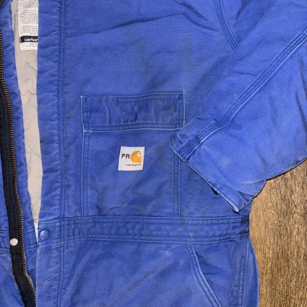 Carhartt FR Flame Resistant Insulated Coveralls Blue Mens XL Short Work Overalls - Picture 3 of 7